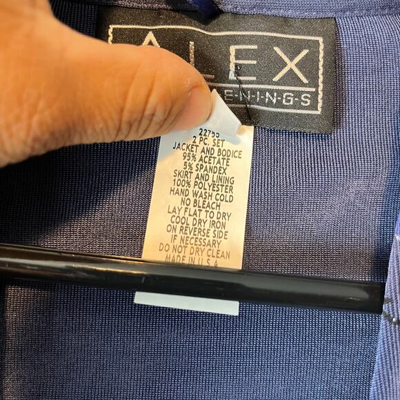 Alex Evenings 2 Piece Dress Set 8 Glitter Sparkle Modest Floral Periwinkle New - Picture 9 of 10